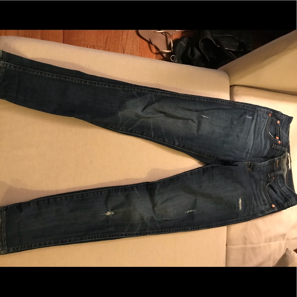 Madewell 9” high rise skinny jeans distressed